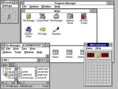 Windows 3.11 workspacea